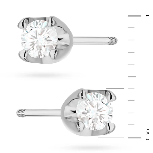 Kolczyki białe złoto z brylantami 2  x 0,08ct klasyczne sztyft zakręcany labret