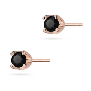 Klasyczne złote kolczyki z czarnymi  diamentami 2 x 0,12ct różowe złoto