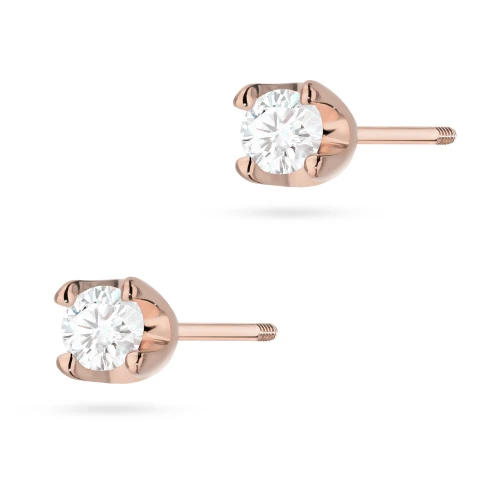 Klasyczne złote kolczyki z diamentami 2 x 0,10ct różowe złoto sztyft zakręcany labret K0034.R3.DIW.05 marko