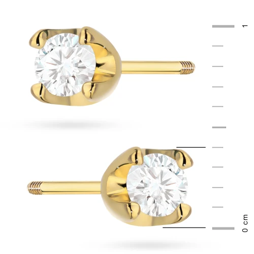Złote kolczyki z brylantami 2 x 0,08ct  klasyczne sztyft zakręcany labret