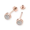 Złote okrągłe kolczyki z diamentami różowe złoto sztyft zakręcany labret K0041.R3.DIW.02 marko