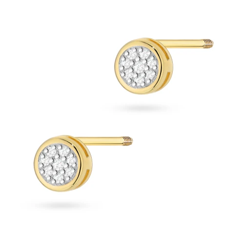Złote okrągłe kolczyki z diamentami żółte złoto sztyft zakręcany labret K0041.Z3.DIW.02 marko