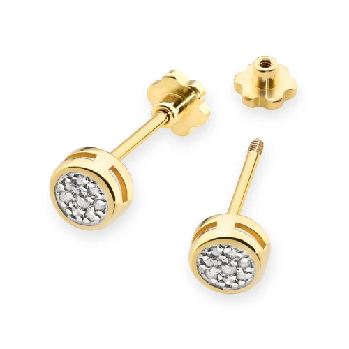 Złote okrągłe kolczyki z diamentami żółte złoto sztyft zakręcany labret K0041.Z3.DIW.02 marko