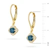 Kolczyki z żółtego złota długie wiszące różowy topaz London Blue i brylanty kwiat K0571.Z3.TOL.01 marko