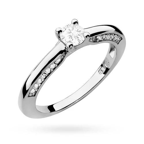 Pierścionek zaręczynowy z białego złota   Lab Diamonds kamień centralny 0,30ct