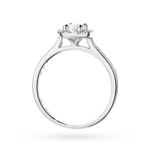 Pierścionek zaręczynowy wielokamieniowy  z białego złota Lab Diamonds