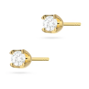 Złote kolczyki z brylantami 0,16ct basic klasyczne