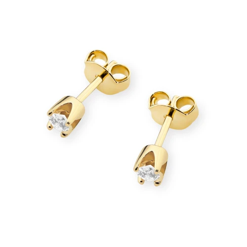 Złote kolczyki z brylantami 0,16ct basic klasyczne