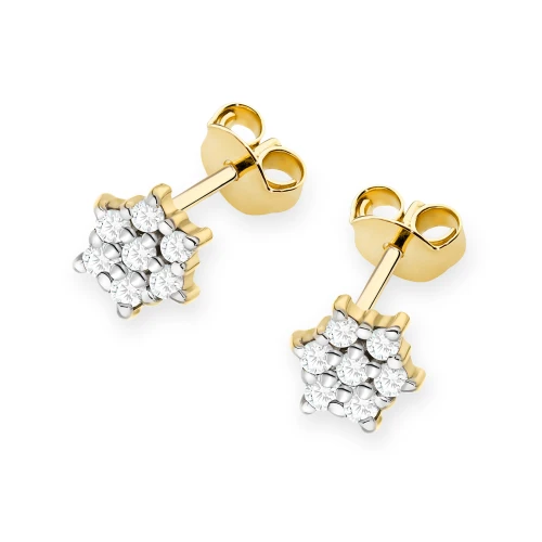 Złote kolczyki z brylantami 0,12ct