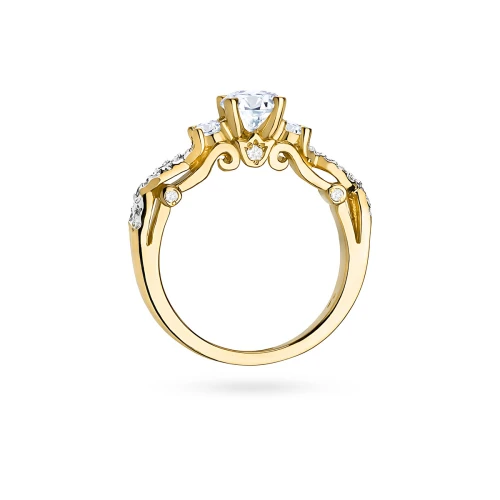 Złoty pierścionek zaręczynowy z brylantami 0,84ct Dynastia