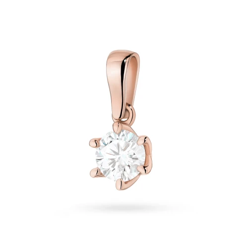 Klasyczna złota zawieszka z masywnym  diamentem 0,70ct różowe złoto