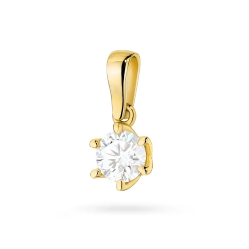 Klasyczna złota zawieszka z masywnym  diamentem 0,70ct żółte złoto