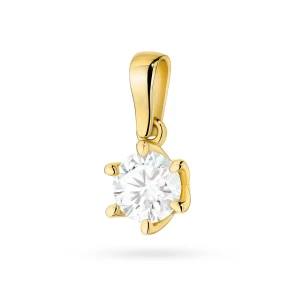 Klasyczna złota zawieszka z masywnym  diamentem 1,00ct żółte złoto