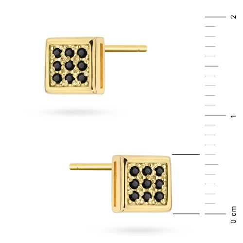 Kolczyki K0036 z czarnymi diamentami  żółte złoto