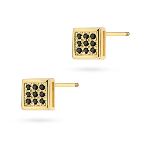 Kolczyki K0036 z czarnymi diamentami żółte złoto sztyft zakręcany labret K0036.Z3.DIB.02 marko