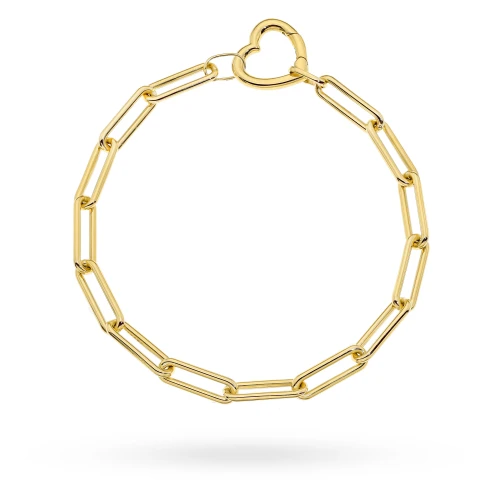 Złota klasyczna bransoletka paperclip długie ogniwa i serce Supreni B-GW-535-585 marko