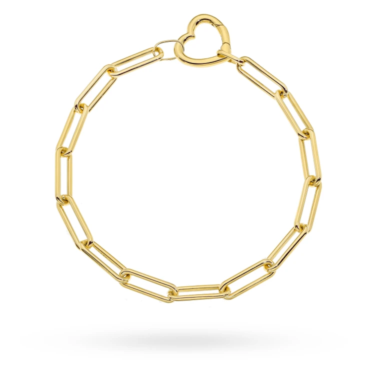 Złota klasyczna bransoletka paperclip długie ogniwa i serce Supreni B-GW-535-585 marko