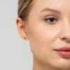 Złote kolczyki koniczynka na szczęście z fioletową masą perłową próba 585 Supreni K105-585-F marko
