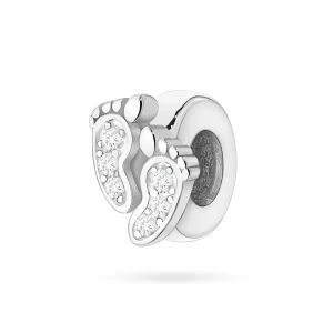 Srebrna zawieszka stópki z cyrkoniami     Charms