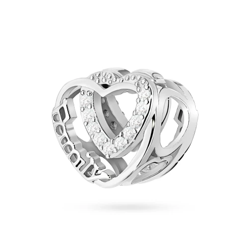Srebrna zawieszka dwa serca z cyrkoniami Charms Z726-925-BS marko