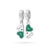Srebrna zawieszka podwójna zielona koniczyna z cyrkoniami dla przyjaciól Best Friends dwa serca Charms Z728-925-ZS marko