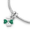 Srebrna zawieszka podwójna zielona koniczyna z cyrkoniami dla przyjaciól Best Friends dwa serca Charms Z728-925-ZS marko