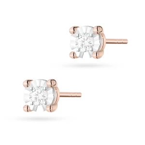 Kolczyki klasyczne z brylantami 0,06ct różowe złoto
