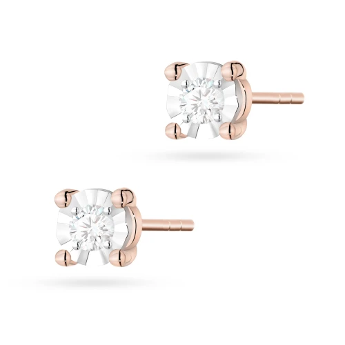Kolczyki klasyczne z brylantami 0,06ct różowe złoto