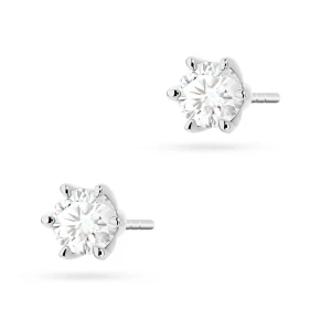 Klasyczne kolczyki z białego złota z diamentami 2 x 0,50ct
