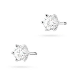 Klasyczne kolczyki z białego złota  z diamentami 2 x 0,40ct sztyft zakręcany