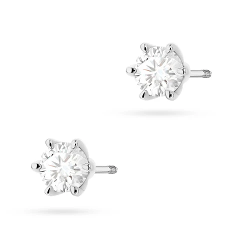 Klasyczne kolczyki z białego złota  z diamentami 2 x 0,50ct sztyft zakręcany