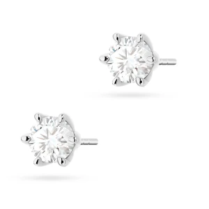 Klasyczne kolczyki z białego złota  z diamentami laboratoryjnymi Lab Diamonds 2 x 0,70ct