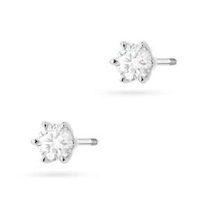 Klasyczne kolczyki z białego złota  z diamentami laboratoryjnymi Lab Diamonds 2 x 0,30ct sztyft zakręcany