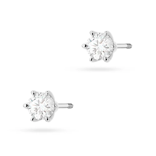Klasyczne kolczyki z białego złota  z diamentami laboratoryjnymi Lab Diamonds 2 x 0,30ct sztyft zakręcany