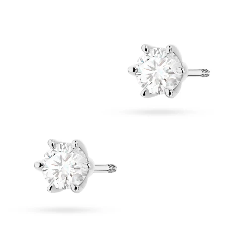 Klasyczne kolczyki z białego złota  z diamentami laboratoryjnymi Lab Diamonds 2 x 0,40ct sztyft zakręcany
