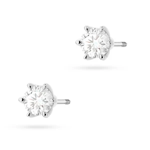 Klasyczne kolczyki z białego złota  z diamentami laboratoryjnymi Lab Diamonds 2 x 0,50ct sztyft zakręcany