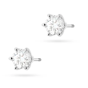 Klasyczne kolczyki z białego złota  z diamentami laboratoryjnymi Lab Diamonds 2 x 0,70ct sztyft zakręcany