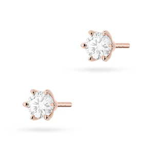 Klasyczne kolczyki z różowego złota  z diamentami laboratoryjnymi Lab Diamonds 2 x 0,30ct