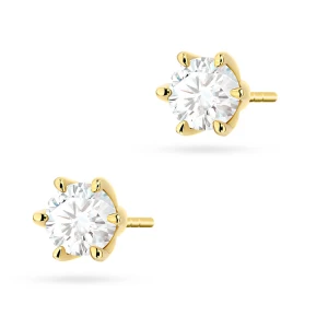 Klasyczne złote kolczyki z diamentami  laboratoryjnymi Lab Diamonds 2 x 0,70ct