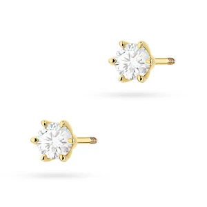 Klasyczne złote kolczyki z diamentami  laboratoryjnymi Lab Diamonds 2 x 0,30ct sztyft zakręcany