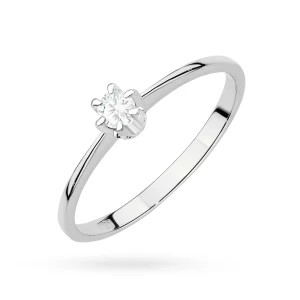Zaręczynowy pierścionek białe złoto  brylant 0,15ct Klasyka