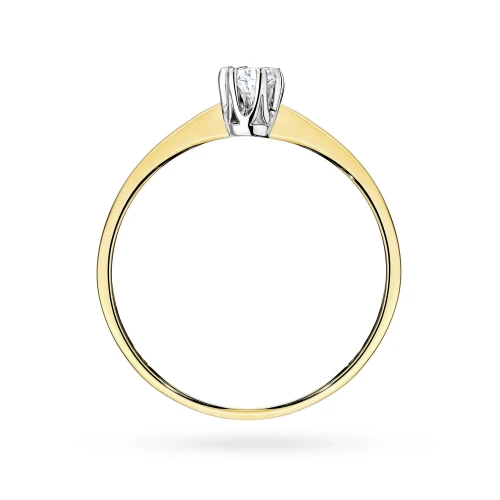 Złoty pierścionek zaręczynowy brylant  0,12ct Klasyka