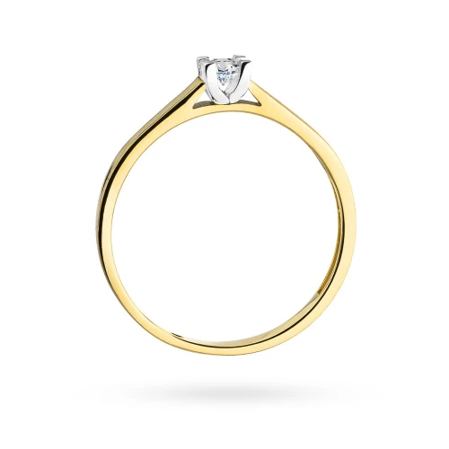Zaręczynowy pierścionek różowe żółte      złoto brylant 0,12ct Klasyka