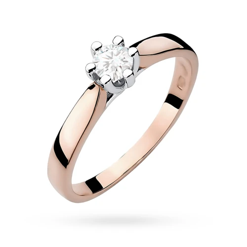 Klasyczny zaręczynowy pierścionek  z różowego złota z diamentem laboratoryjnym 0,25ct Lab Diamonds