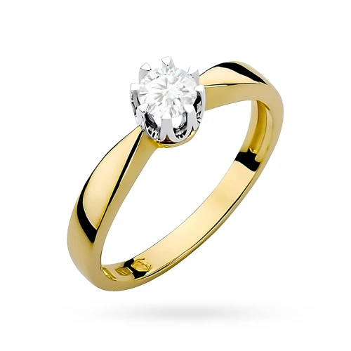 Stylowy zaręczynowy złoty pierścionek  z diamentem laboratoryjnym 0,25ct Lab Diamonds