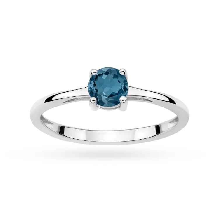 Złoty pierścionek z dużym topazem London Blue 0,50ct z białego złota Kultowa W0656.B3.TOL.01 marko