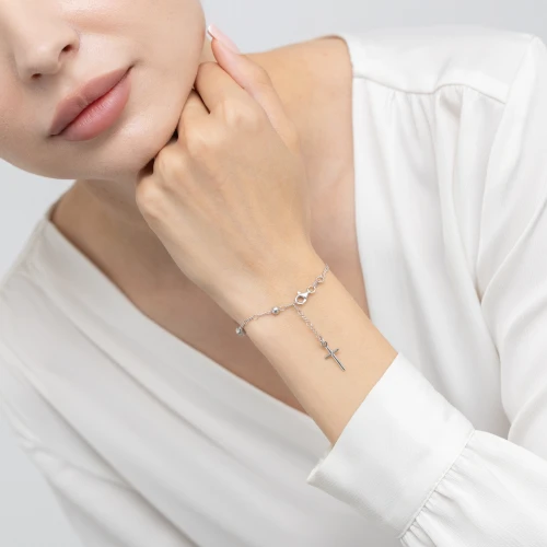 Srebrny różaniec na rękę bransoletka z krzyżykiem pr.925 D149-925 marko