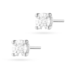 Kolczyki klasyczne z brylantami 0,06ct z białego złota