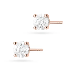 Kolczyki klasyczne z brylantami 0,16ct różowe białe złoto