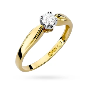 Złoty pierścionek zaręczynowy brylant 0,24ct Klasyka